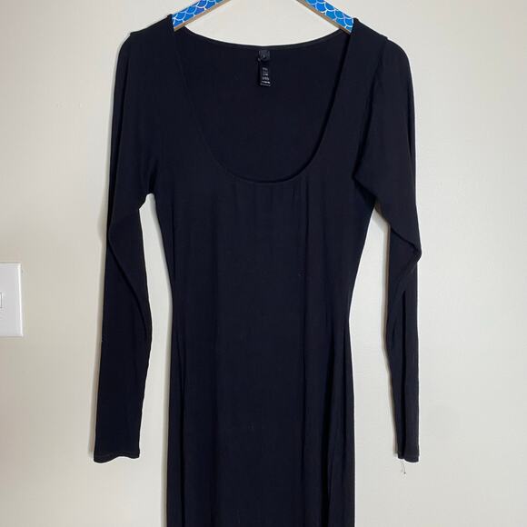 SKIMS Onyx Black Soft Lounge Ribbed Long Sleeve Maxi Dress Size XL - Picture 3 of 8